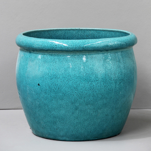Ice Crackle Turquoise Cauldron Pot